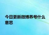 今日更新微博養(yǎng)號什么意思