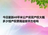 今日更新40平米公產房買產權大概多少錢產權費用是按平方收嗎