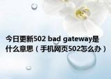 今日更新502 bad gateway是什么意思（手機(jī)網(wǎng)頁502怎么辦）