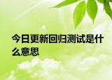 今日更新回歸測試是什么意思