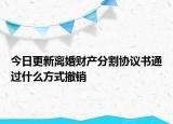 今日更新離婚財(cái)產(chǎn)分割協(xié)議書(shū)通過(guò)什么方式撤銷(xiāo)