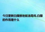 今日更新白醋擦地板消毒嗎,白醋的作用是什么