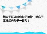 相忘于江湖經(jīng)典句子摘抄（相忘于江湖經(jīng)典句子一整句）