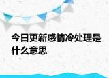 今日更新感情冷處理是什么意思