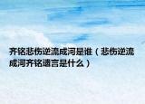 齊銘悲傷逆流成河是誰(shuí)（悲傷逆流成河齊銘遺言是什么）