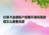 社保卡金融賬戶需要開通嗎用微信怎么查看余額