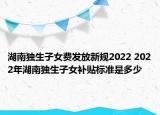 湖南獨(dú)生子女費(fèi)發(fā)放新規(guī)2022 2022年湖南獨(dú)生子女補(bǔ)貼標(biāo)準(zhǔn)是多少