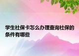 學生社保卡怎么辦理查詢社保的條件有哪些