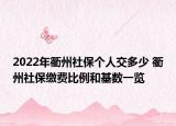 2022年衢州社保個人交多少 衢州社保繳費比例和基數一覽