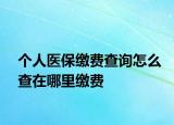 個(gè)人醫(yī)保繳費(fèi)查詢?cè)趺床樵谀睦锢U費(fèi)