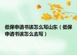 低保申請書該怎么寫山東（低保申請書該怎么去寫）