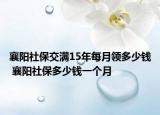 襄陽社保交滿15年每月領(lǐng)多少錢 襄陽社保多少錢一個(gè)月