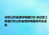 深圳公積金繳存明細打印 單位職工申請打印公積金繳存明細條件及流程