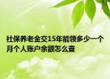 社保養(yǎng)老金交15年能領(lǐng)多少一個月個人賬戶余額怎么查