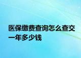 醫(yī)保繳費(fèi)查詢怎么查交一年多少錢