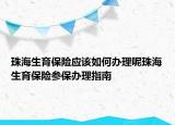 珠海生育保險應該如何辦理呢珠海生育保險參保辦理指南