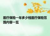 醫(yī)療保險(xiǎn)一年多少錢醫(yī)療保險(xiǎn)范圍內(nèi)容一覽