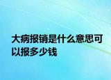 大病報(bào)銷是什么意思可以報(bào)多少錢