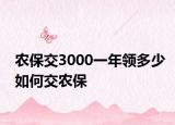 農(nóng)保交3000一年領多少如何交農(nóng)保