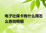 電子社保卡有什么用怎么查詢明細(xì)