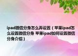 ipad微信分身怎么弄設(shè)置（蘋果ipad怎么設(shè)置微信分身 蘋果ipad如何設(shè)置微信分身介紹）