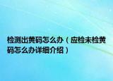 檢測(cè)出黃碼怎么辦（應(yīng)檢未檢黃碼怎么辦詳細(xì)介紹）