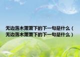 無邊落木蕭蕭下的下一句是什么（無邊落木蕭蕭下的下一句是什么）