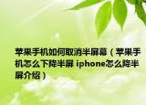 蘋果手機如何取消半屏幕（蘋果手機怎么下降半屏 iphone怎么降半屏介紹）