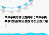 蘋果手機(jī)怎樣設(shè)置共享（蘋果手機(jī)共享功能在哪里設(shè)置 怎么設(shè)置介紹）