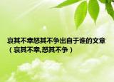 哀其不幸怒其不爭出自于誰的文章（哀其不幸,怒其不爭）