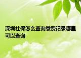 深圳社保怎么查詢繳費(fèi)記錄哪里可以查詢