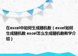 在excel中如何生成隨機(jī)數(shù)（excel如何生成隨機(jī)數(shù) excel怎么生成隨機(jī)數(shù)教學(xué)介紹）