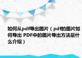 如何從pdf導出圖片（pdf的圖片如何導出 PDF中的圖片導出方法是什么介紹）