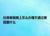 社保審核網(wǎng)上怎么辦理不通過原因是什么