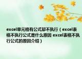 excel單元格有公式卻不執(zhí)行（excel表格不執(zhí)行公式是什么原因 excel表格不執(zhí)行公式的原因介紹）