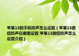 蘋果13的手機鈴聲怎么設置（蘋果13微信鈴聲在哪里設置 蘋果13微信鈴聲怎么設置介紹）