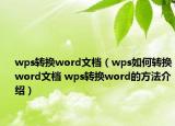 wps轉(zhuǎn)換word文檔（wps如何轉(zhuǎn)換word文檔 wps轉(zhuǎn)換word的方法介紹）