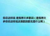 你總這樣說 是我想太多歌詞（是我想太多你總這樣說這首歌的歌名是什么呢）