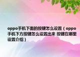 oppo手機下面的按鍵怎么設置（oppo手機下方按鍵怎么設置出來 按鍵在哪里設置介紹）