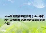 vivo屏幕刷新率在哪調(diào)（vivo手機(jī)怎么設(shè)置幀數(shù) 怎么設(shè)置屏幕刷新率介紹）