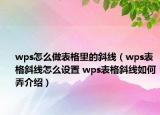 wps怎么做表格里的斜線（wps表格斜線怎么設(shè)置 wps表格斜線如何弄介紹）