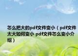 怎么把大的pdf文件變?。╬df文件太大如何變小 pdf文件怎么變小介紹）