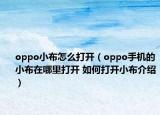 oppo小布怎么打開（oppo手機(jī)的小布在哪里打開 如何打開小布介紹）