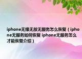 iphone無緣無故無服務怎么恢復（iphone無服務如何恢復 iphone無服務怎么才能恢復介紹）