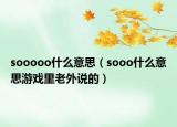 sooooo什么意思（sooo什么意思游戲里老外說的）