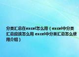 分類匯總在excel怎么用（excel中分類匯總應(yīng)該怎么用 excel中分類匯總怎么使用介紹）