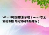 Word中如何復(fù)制表格（word怎么復(fù)制表格 如何復(fù)制表格介紹）