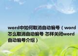 word中如何取消自動(dòng)編號(hào)（word怎么取消自動(dòng)編號(hào) 怎樣關(guān)閉word自動(dòng)編號(hào)介紹）