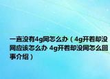 一直沒有4g網(wǎng)怎么辦（4g開著卻沒網(wǎng)應(yīng)該怎么辦 4g開著卻沒網(wǎng)怎么回事介紹）