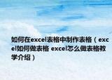 如何在excel表格中制作表格（excel如何做表格 excel怎么做表格教學(xué)介紹）